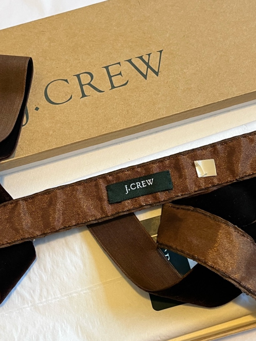 J. Crew Beaded Jeweled Sash Belt in Chocolate Brown Velvet with Clear Beads - Picture 5 of 8